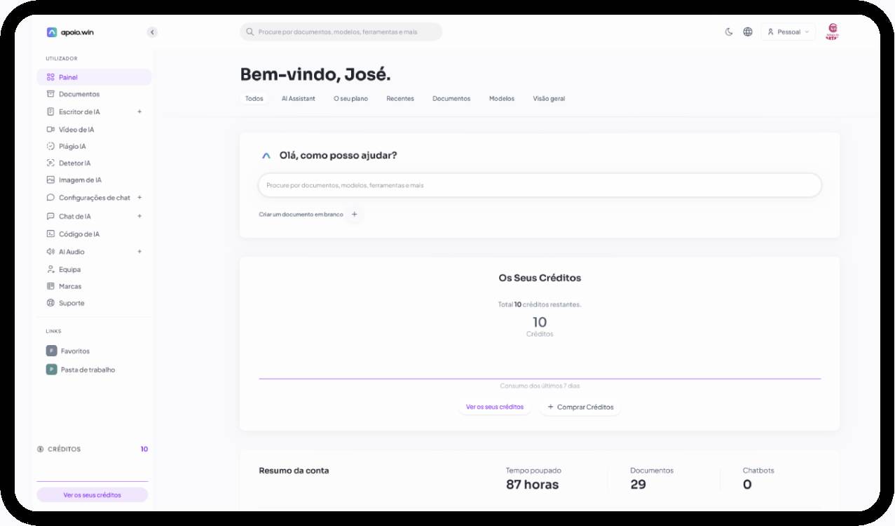ApoioAI Dashboard Mockup