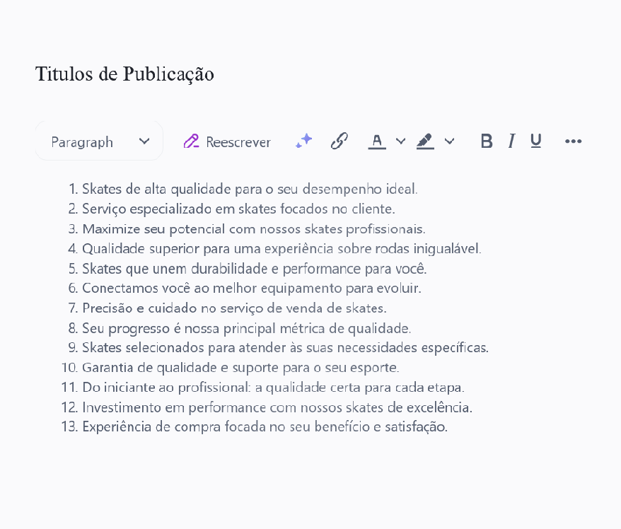 Gerar, editar, exportar.